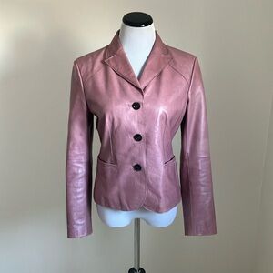 Ann Taylor Leather Jacket, Size 6. Dusty rose.